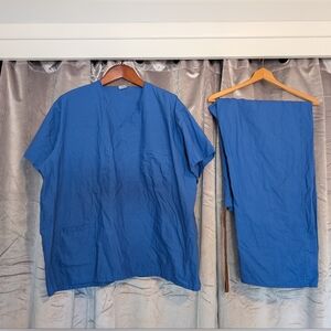 Medline Men's Blue Scrub Top and Pants Set